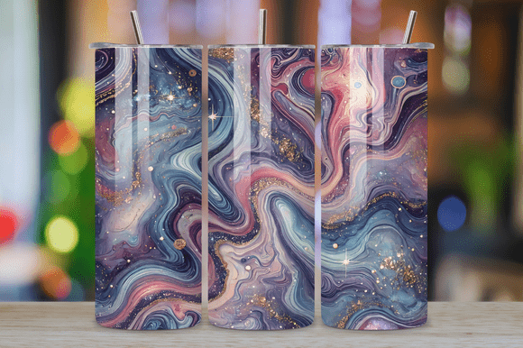 Amethyst Glitter Marble Tumbler Wrap Graphics for Branding
