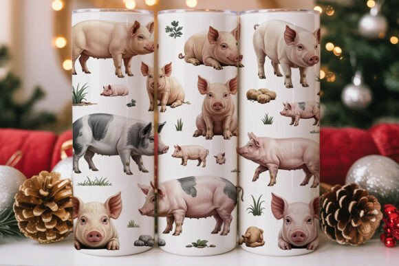Baby Pig Watercolor Tumbler Wrap: Graphics for Cricut & Handmade Business