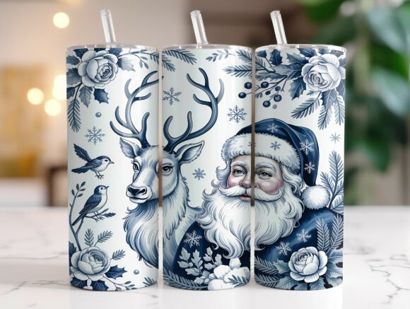 Blue Vintage Santa Tumbler Wrap Review for Embroidery