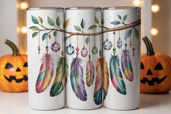 Boho Feather Dreamcatcher Tumbler Wraps Graphics Review