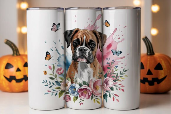 Boxer Dog Floral Tumbler Wrap: Graphics & Tumbler Wraps