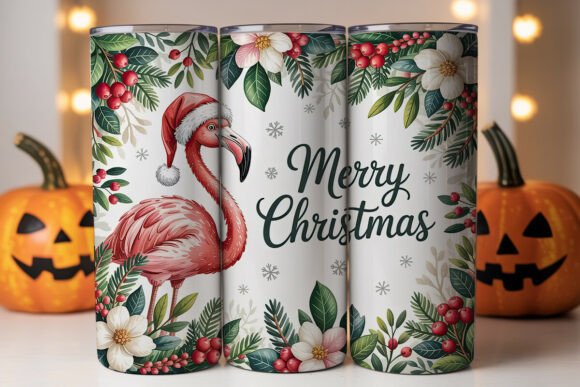 Christmas Flamingo 20oz Tumbler Design: Graphics & Wraps