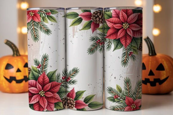 Christmas Poinsettia 20oz Tumbler Wrap – Graphics for Tumbler Wraps