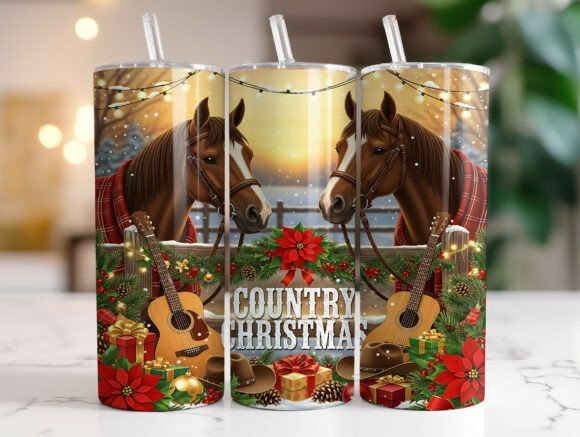 Country Western Christmas Graphics for Tumbler Wraps and Branding