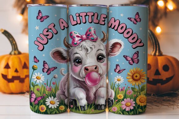 Cute Moody Cow Tumbler Wraps: Graphics Review for Local Brands