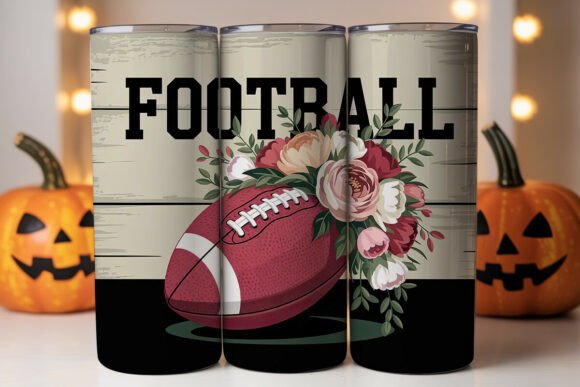 Floral Football Graphics Tumbler Wraps for Handmade Sellers