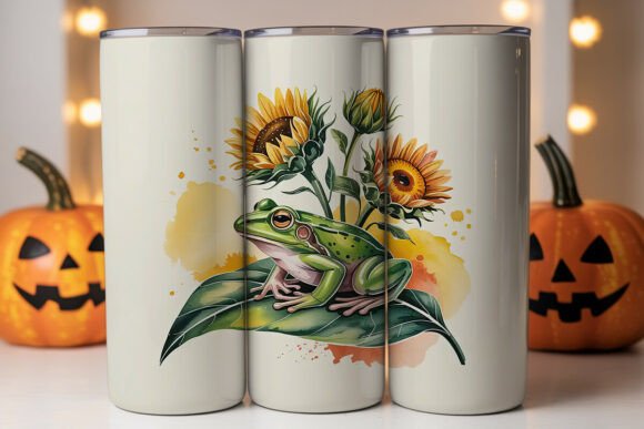 Frog Sunflower Tumbler Wrap Graphics