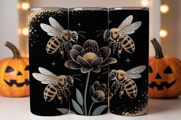 Golden Bee Night Tumbler Wrap Graphics for Tumbler Wraps