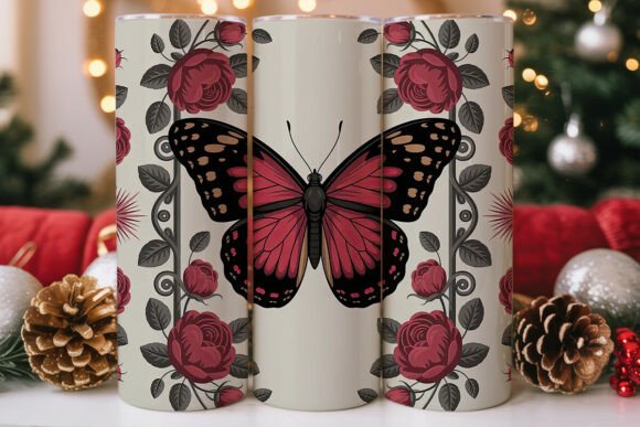 Gothic Red Rose Butterfly Tumbler Wrap Graphics Review