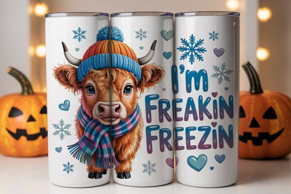 Highland Cow Winter Tumbler Wrap Graphics for Tumbler Wraps