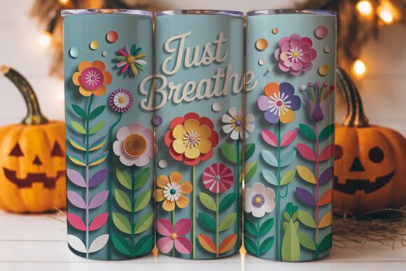 Just Breathe Floral: Graphics for Tumbler Wraps
