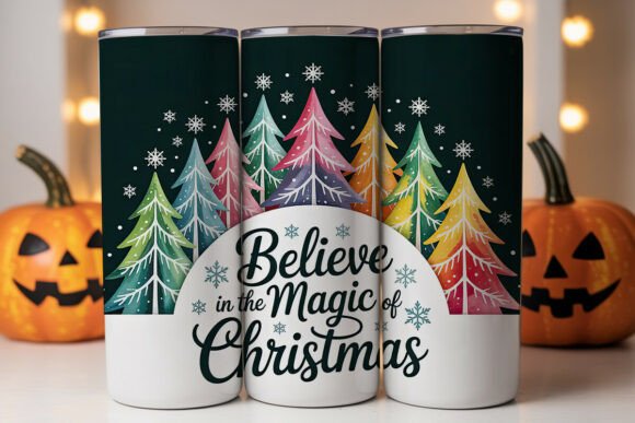 Magical Christmas Trees Tumbler Wraps Graphics