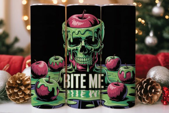 Neon Toxic Apple Skull Tumbler Wrap Graphics