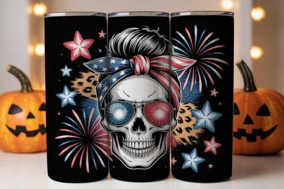 Patriotic Skull Tumbler Wrap 20oz — Graphics & Tumbler Wraps