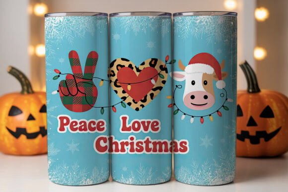 Peace Love Christmas 20oz Tumbler Wrap Graphics