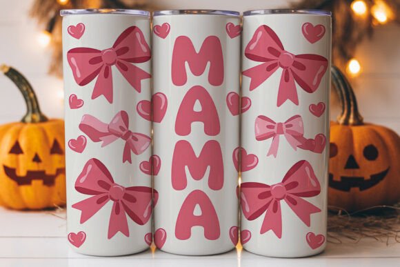 Pink Bows Mama 20oz Tumbler Wrap