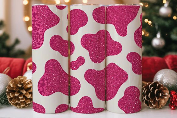 Pink Glitter Cow Print Graphics for Tumbler Wraps