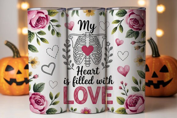 Romantic Floral Heart Tumbler Wrap Graphics for Publishers