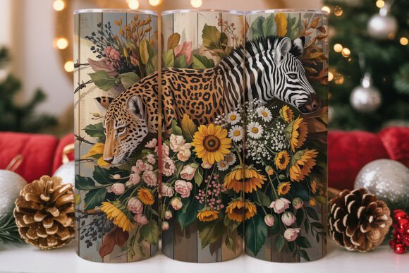 Rustic Leopard Zebra Sunflower Tumbler: Graphics & Wraps