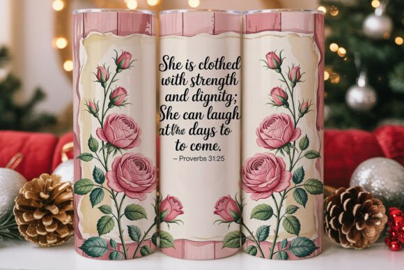 Strength Dignity Rose Graphics: Tumbler Wraps for Branding