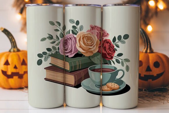 Vintage Tea Books Tumbler Wrap: Graphics & Tumbler Wraps