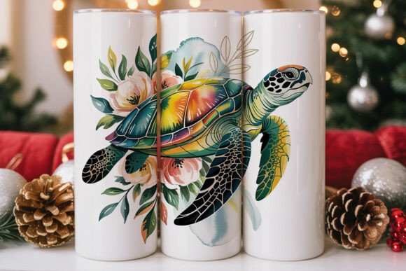 Watercolor Sea Turtle Tumbler Wraps Graphics Review