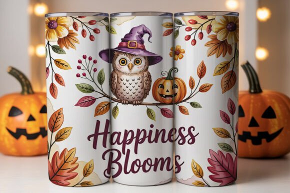 Whimsical Fall Owl Tumbler Wraps Graphics