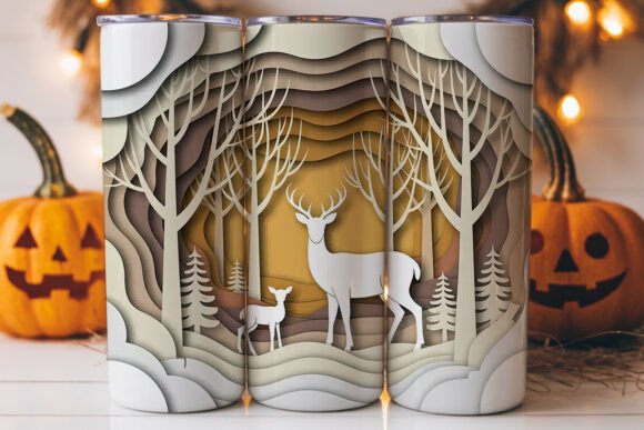 Winter Forest Deer Tumbler Wraps & Graphics